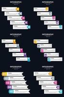 plantilla de diapositiva de presentación del paquete de infografías vectoriales 6 diagramas de ciclo de 5 pasos y líneas de tiempo vector