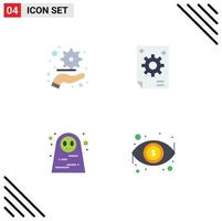 Set of 4 Vector Flat Icons on Grid for control halloween character business creative scary Editable Vector Design Elements