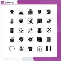 Set of 25 Modern UI Icons Symbols Signs for forest head marketplace thoughts time Editable Vector Design Elements