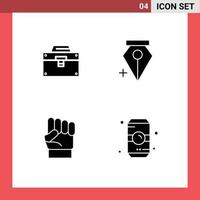 User Interface Pack of Basic Solid Glyphs of bag hand material anchor power Editable Vector Design Elements