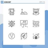 9 Thematic Vector Outlines and Editable Symbols of cooling air candy web globe Editable Vector Design Elements