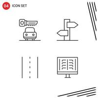 Universal Icon Symbols Group of 4 Modern Filledline Flat Colors of car lines direction signpost road Editable Vector Design Elements