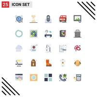 Set of 25 Modern UI Icons Symbols Signs for vehicle coach human bus device Editable Vector Design Elements