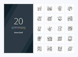 20 Home Stuff Outline icon for presentation vector