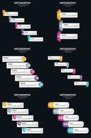 plantilla de diapositiva de presentación del paquete de infografías vectoriales 6 diagramas de ciclo de 5 pasos y líneas de tiempo vector