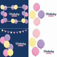 Happy Birthday written in a decorative. vintage font with a background of party streamers and confetti vector