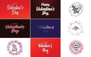 Red flat design Valentine's Day label pack vector