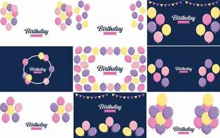 Happy Birthday in a playful. cartoon font with a background of presents and party favors vector