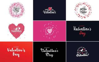 Happy Valentine's Day typography design with a heart-shaped balloon and a gradient color scheme vector