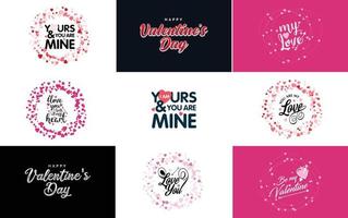 Happy Valentine's Day greeting card template with a romantic theme and a red and pink color scheme vector