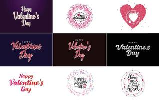 Happy Valentine's Day hand-drawn lettering vector illustration suitable for use in design of flyers. invitations. posters. brochures. and banners