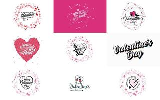 Happy Valentine's Day greeting card template with a romantic theme and a red and pink color scheme vector