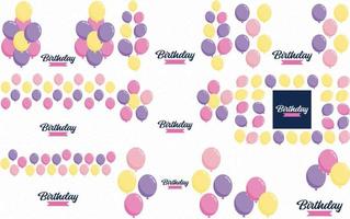 Happy Birthday text with a 3D. glossy finish and abstract shapes vector