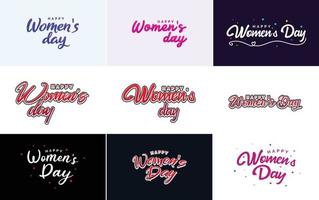 Abstract Happy Women's Day logo with a love vector design in pink. red. and black colors