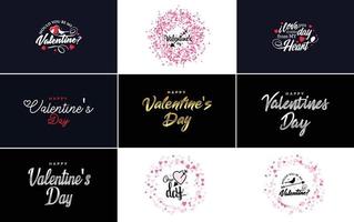 Happy Valentine's Day hand-drawn lettering vector illustration suitable for use in design of flyers. invitations. posters. brochures. and banners