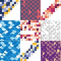 Square blue geometrical abstract background pack of 18 vector