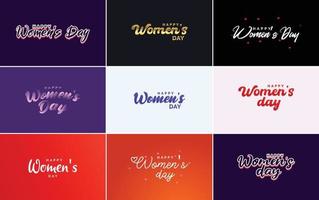 Happy Women's Day typography design with a pastel color scheme and a geometric shape vector illustration