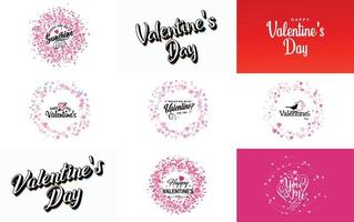 Happy Valentine's Day typography poster with handwritten calligraphy text. isolated on white background vector illustration