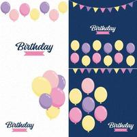 Happy Birthday text with a floral wreath and watercolor background vector