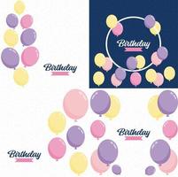 Happy Birthday text with a floral wreath and watercolor background vector