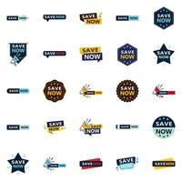 25 Professional Typographic Designs for a refined savings message Save Now vector