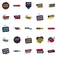 25 Versatile Typographic Banners for promoting joining in different contexts vector