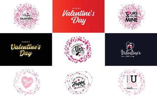 Happy Valentine's Day banner template with a romantic theme and a red color scheme vector