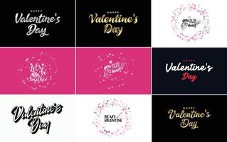 Happy Valentine's Day greeting card template with a romantic theme and a red and pink color scheme vector