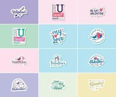 Heartwarming Valentine's Day Typography and Graphics Stickers vector