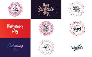 Happy Valentine's Day typography design with a heart-shaped balloon and a gradient color scheme vector