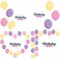 Happy Birthday written in a decorative. vintage font with a background of party streamers and confetti vector