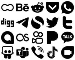 20 High-Resolution Black Solid Glyph Icons such as pandora. lastfm. telegram. google allo and twitter icons. Versatile and professional vector