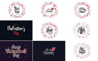 Love word hand-drawn lettering and calligraphy with cute heart on red. white. and pink background Valentine's Day template or background suitable for use in Love and Valentine's Day concept vector