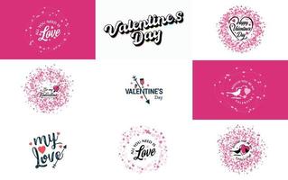 Love word art design with a heart-shaped background and a bokeh effect vector