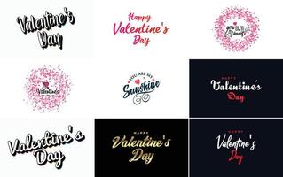 Happy Valentine's Day typography design with a heart-shaped balloon and a gradient color scheme vector