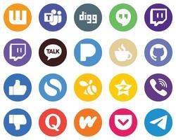 Flat Circle White Icon Pack tencent. swarm. caffeine. simple and like 20 Simple Icons vector