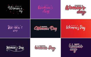 Set of cards with International Women's Day logo and a bright. colorful design vector