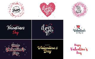 Happy Valentine's Day hand-drawn lettering vector illustration suitable for use in design of flyers. invitations. posters. brochures. and banners