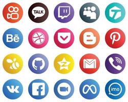 20 íconos modernos de redes sociales como el correo electrónico. blogger iconos de tencent y github. creativo y llamativo vector