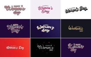 Set of cards with International Women's Day logo and a bright. colorful design vector