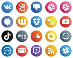 20 íconos profesionales de redes sociales como video. Wattpad. iconos de video y douyin. totalmente personalizable y profesional vector