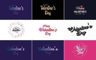 Happy Valentine's Day hand lettering calligraphy text and heart. isolated on white background vector illustration