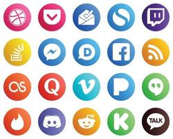 20 íconos de redes sociales para tus diseños como feed. Desbordamiento. iconos fb y disqus. versátil y de alta calidad vector