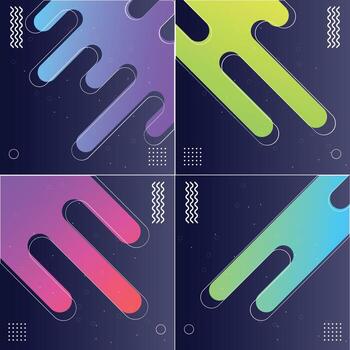 Pack of 4 Abstract Geometric Gradient Backgrounds with Minimalistic Fluid Shapes vector