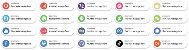 personalizable sígueme conjunto de iconos de redes sociales 20 iconos como wechat. Hangouts de Google. regatear iconos de whatsapp y skype. premium y de alta calidad vector