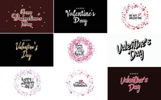 Happy Valentine's Day hand-drawn lettering vector illustration suitable for use in design of flyers. invitations. posters. brochures. and banners