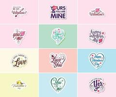 Celebrating Love on Valentine's Day with Stunning Design Stickers vector