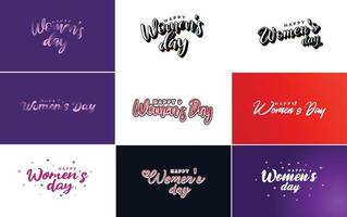 Set of International Women's Day cards with a logo and a gradient color scheme vector