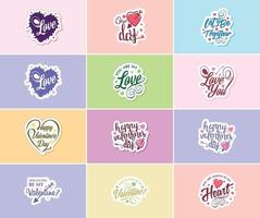 Celebrating the Power of Love on Valentine's Day with Beautiful Design Stickers vector