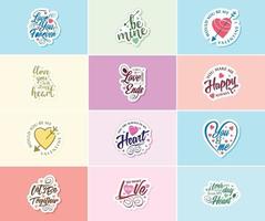 Heartwarming Valentine's Day Typography and Graphics Stickers vector